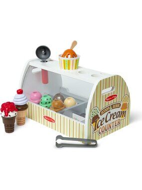 Wooden Main Girls Boy Ice Cream Counter Pretend Play Store Toy Food Kitchen Set